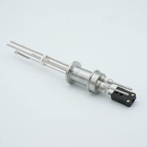 Thermocouple-Power Feedthrough, 1 Pair Type J, w/ Miniature TC Connector, 5000 Volts, 15 Amps, 2 Pins, 1.18" QF / KF Flange