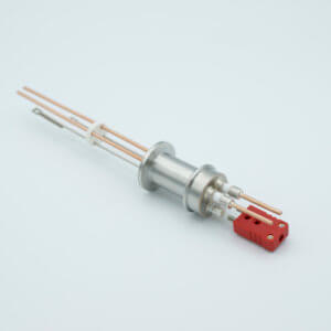 Thermocouple-Power Feedthrough, 1 Pair Type C, w/ Miniature TC Connector, 5000 Volts, 30 Amps, 2 Pins, 1.18" QF / KF Flange