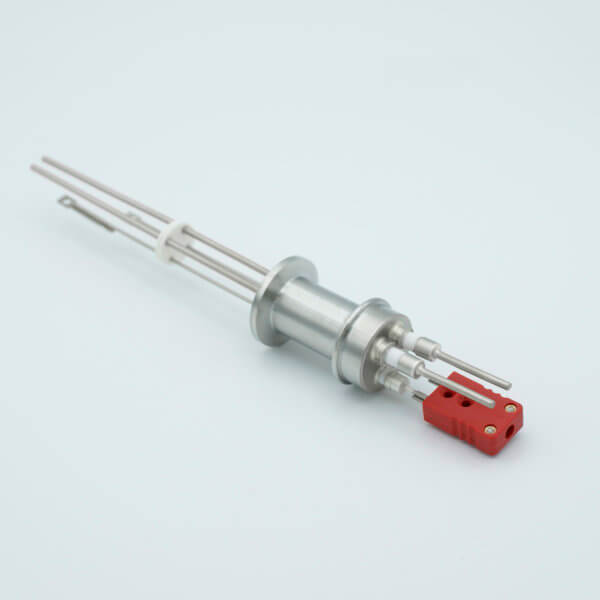Thermocouple-Power Feedthrough, 1 Pair Type C, w/ Miniature TC Connector, 5000 Volts, 15 Amps, 2 Pins, 1.18" QF / KF Flange