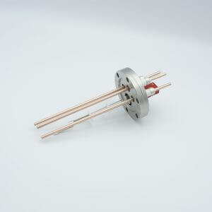 Thermocouple-Power Feedthrough, 1 Pair Type C, w/ Miniature TC Connector, 5000 Volts, 60 Amps, 3 Pins, 2.75" Conflat Flange