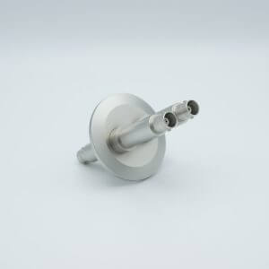 MPF - A0478-10-QF MHV Coaxial Feedthrough, 2 Pins, Grounded Shield, Double-Ended, 2.16" QF / KF Flange