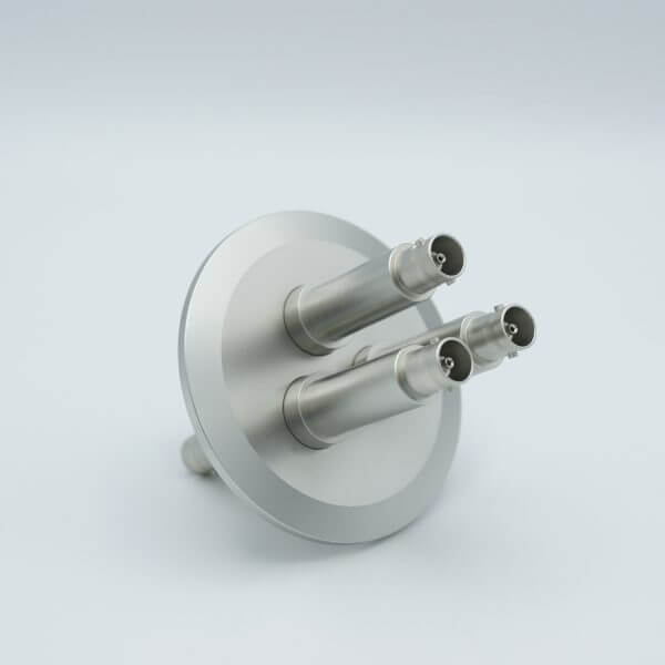 MPF - A0478-7-QF BNC Coaxial Feedthrough, 3 Pins, Grounded Shield, Double-Ended, 2.95" QF / KF Flange
