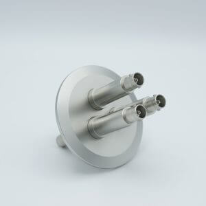 MPF - A0478-8-QF MHV Coaxial Feedthrough, 3 Pins, Grounded Shield, Double-Ended, 2.95" QF / KF Flange