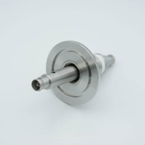 MPF - A0481-4-QF BNC Coaxial Feedthrough, 1 Pin, Floating Shield, Double-Ended, 2.16" QF / KF Flange, Without Air-side Connector