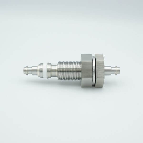 MPF - A0487-5-BP MHV Coaxial Feedthrough, 1 Pin, Floating Shield, Double-Ended, 1.0" Baseplate Bolt, Without Air-side Connector