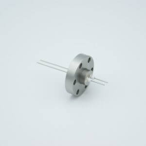 Power Feedthrough, 500 Volts, 8 Amps, 2 Pins, 0.032" Molybdenum Conductors, 1.33" Conflat Flange