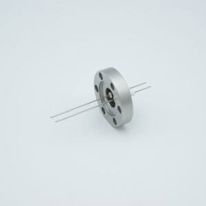 Power Feedthrough, 500 Volts, 1 Amp, 2 Pins, 0.032" Stainless Steel Conductors, 1.33" Conflat Flange