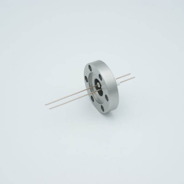 Power Feedthrough, 500 Volts, 15 Amps, 2 Pins, 0.032" Copper Conductors, 1.33" Conflat Flange
