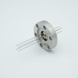 Power Feedthrough, 500 Volts, 5 Amps, 4 Pins, 0.032" Nickel Conductors, 1.33" Conflat Flange