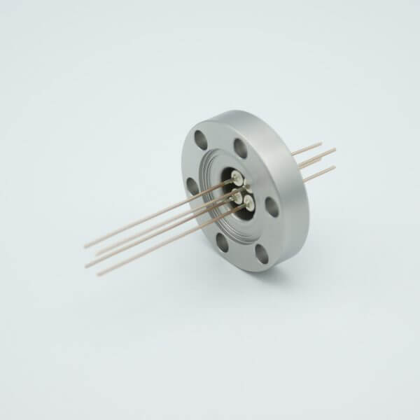 Power Feedthrough, 500 Volts, 15 Amps, 4 Pins, 0.032" Copper Conductors, 1.33" Conflat Flange