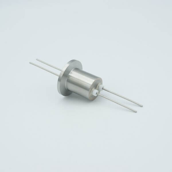 Power Feedthrough, 1000 Volts, 13 Amps, 2 Pins, 0.050" Molybdenum Conductors, 1.18" QF / KF Flange