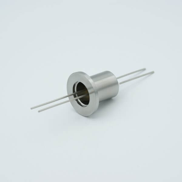 Power Feedthrough, 1000 Volts, 1 Amp, 2 Pins, 0.050" Stainless Steel Conductors, 1.18" QF / KF Flange