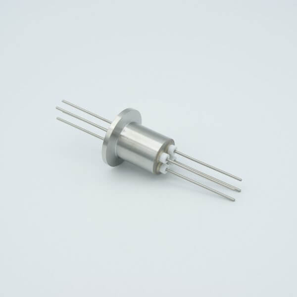 Power Feedthrough, 1000 Volts, 1 Amp, 4 Pins, 0.050" Stainless Steel Conductors, 1.18" QF / KF Flange