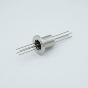 Power Feedthrough, 1000 Volts, 8 Amps, 4 Pins, 0.050" Nickel Conductors, 1.18" QF / KF Flange