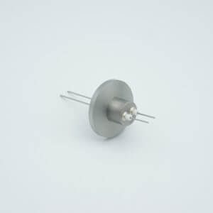 Power Feedthrough, 500 Volts, 8 Amps, 2 Pins, 0.032" Molybdenum Conductors, 1.18" QF / KF Flange