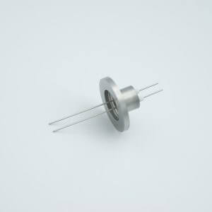 Power Feedthrough, 500 Volts, 1 Amp, 2 Pins, 0.032" Stainless Steel Conductors, 1.18" QF / KF Flange