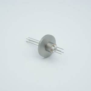 Power Feedthrough, 500 Volts, 1 Amp, 4 Pins, 0.032" Stainless Steel Conductors, 1.18" QF / KF Flange