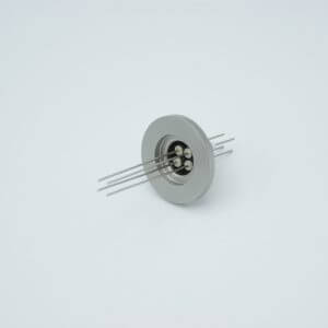 Power Feedthrough, 500 Volts, 5 Amps, 4 Pins, 0.032" Nickel Conductors, 1.18" QF / KF Flange