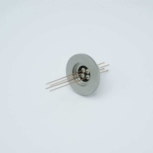 Power Feedthrough, 500 Volts, 15 Amps, 4 Pins, 0.032" Copper Conductors, 1.18" QF / KF Flange