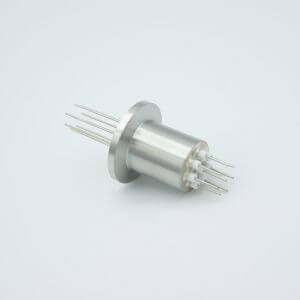 Power Feedthrough, 500 Volts, 1 Amp, 8 Pins, 0.032" Stainless Steel Conductors, 1.18" QF / KF Flange