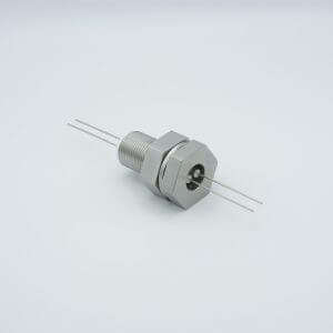 Power Feedthrough, 1000 Volts, 1 Amp, 2 Pins, 0.050" Stainless Steel Conductors, 1.0" Baseplate Bolt