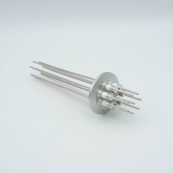 Power Feedthrough, 5000 Volts, 28 Amps, 8 Pins, 0.094" Molybdenum Conductors, 2.16" QF / KF Flange