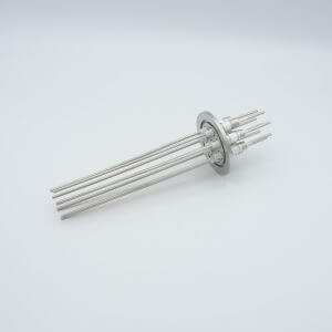 Power Feedthrough, 5000 Volts, 15 Amps, 8 Pins, 0.094" Nickel Conductors, 2.16" QF / KF Flange