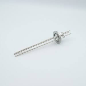 Power Feedthrough, 5000 Volts, 15 Amps, 3 Pins, 0.094" Nickel Conductors, 1.57" QF / KF Flange