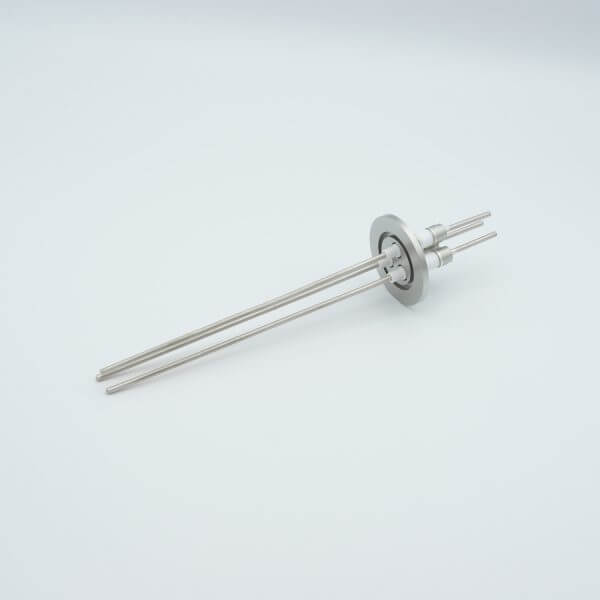 Power Feedthrough, 5000 Volts, 15 Amps, 3 Pins, 0.094" Nickel Conductors, 1.57" QF / KF Flange
