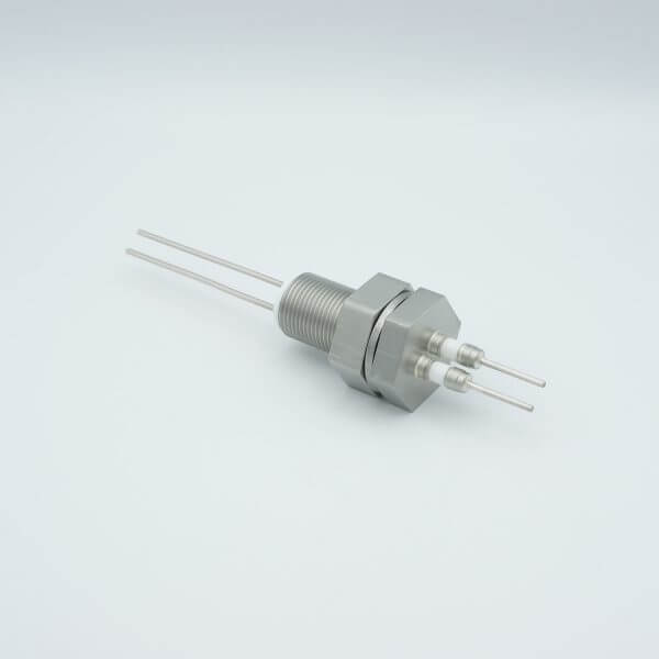 Power Feedthrough, 2000 Volts, 3 Amps, 2 Pins, 0.094" Stainless Steel Conductors, 1.0" Baseplate Bolt