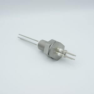 Power Feedthrough, 2000 Volts, 3 Amps, 4 Pins, 0.094" Stainless Steel Conductors, 1.0" Baseplate Bolt