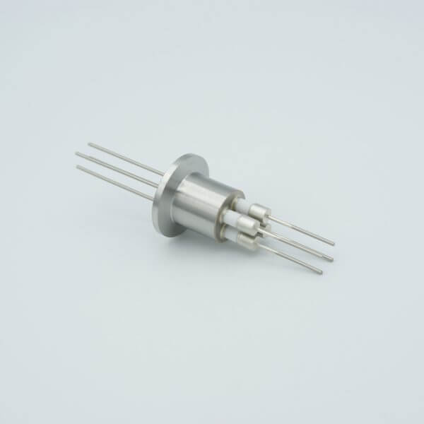 Power Feedthrough, 5000 Volts, 1 Amp, 4 Pins, 0.050" Stainless Steel Conductors, 1.18" QF / KF Flange