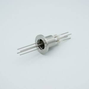 Power Feedthrough, 5000 Volts, 8 Amps, 4 Pins, 0.050" Nickel Conductors, 1.18" QF / KF Flange