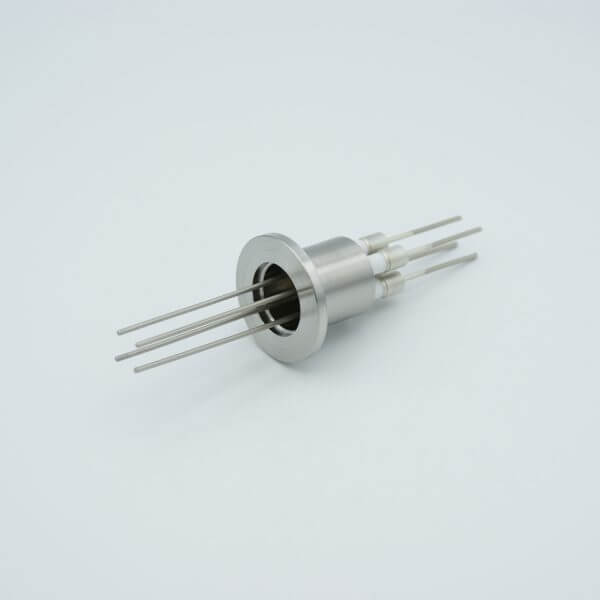 Power Feedthrough, 5000 Volts, 8 Amps, 4 Pins, 0.050" Nickel Conductors, 1.18" QF / KF Flange