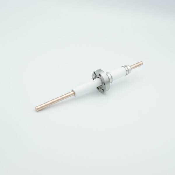 Power Feedthrough, 20,000 Volts, 180 Amps, 1 Pin, 0.25" Copper Conductor, 1.33" Conflat Flange