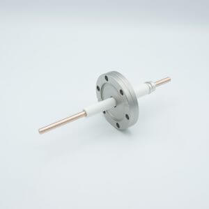 Power Feedthrough, 12,000 Volts, 180 Amps, 1 Pin, 0.25" Copper Conductor, 2.75" Conflat Flange