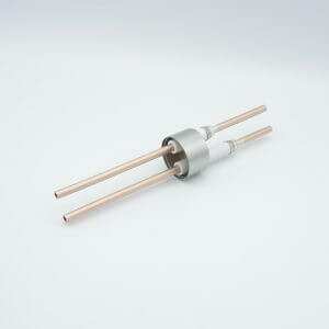 RF Power Feedthrough, 8000 Volts, 10 KW @ 450 KHz, 2 Tubes, 0.25" Copper Conductors, 1.50" Dia Stainless Steel Weld Adapter