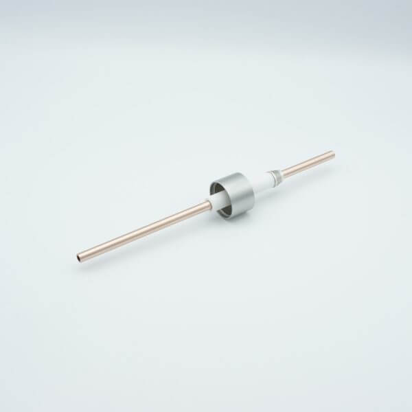 RF Power Feedthrough, 8000 Volts, 10 KW @ 450 KHz, 1 Tube, 0.25" Copper Conductor, 1.12" Dia Stainless Steel Weld Adapter