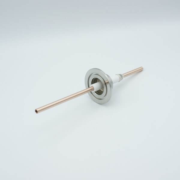 RF Power Feedthrough, 8000 Volts, 10 KW @ 450 KHz, 1 Tube, 0.25" Copper Conductor, 2.16" QF / KF Flange