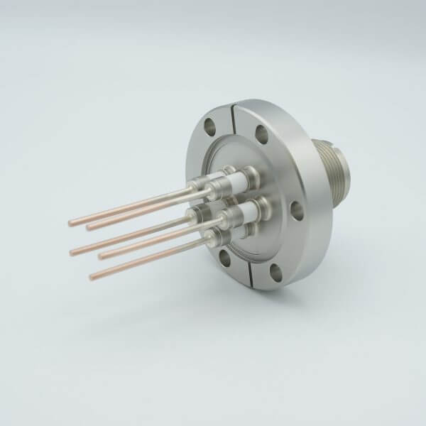 MS High Current Series, Multipin Feedthrough, 5 Pins, 700 Volts, 23 Amps per Pin, 0.094" Copper Conductors, 2.75" Conflat Flange