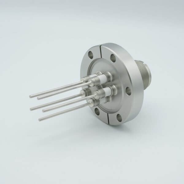 MS High Current Series, Multipin Feedthrough, 5 Pins, 700 Volts, 15 Amps per Pin, 0.094" Nickel Conductors, 2.75" Conflat Flange