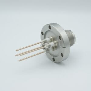 MS High Current Series, Multipin Feedthrough, 4 Pins, 700 Volts, 23 Amps per Pin, 0.094" Copper Conductors, 2.75" Conflat Flange