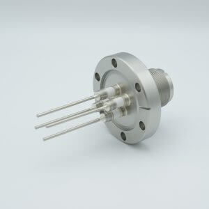 MS High Current Series, Multipin Feedthrough, 4 Pins, 700 Volts, 15 Amps per Pin, 0.094" Nickel Conductors, 2.75" Conflat Flange