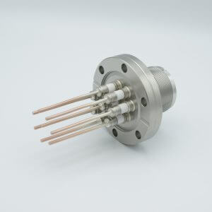 MS High Current Series, Multipin Feedthrough, 8 Pins, 700 Volts, 23 Amps per Pin, 0.094" Copper Conductors, 2.75" Conflat Flange