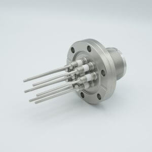 MS High Current Series, Multipin Feedthrough, 8 Pins, 700 Volts, 15 Amps per Pin, 0.094" Nickel Conductors, 2.75" Conflat Flange