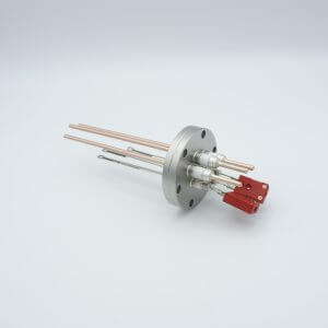 Thermocouple-Power Feedthrough, 2 Pairs Type C, w/ Miniature TC Connectors, 5000 Volts, 60 Amps, 3 Pins, 2.75" Conflat Flange