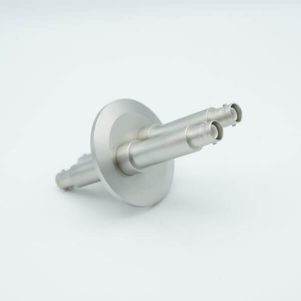 MPF - A0859-2-QF SHV-5 Coaxial Feedthrough, 2 Pins, Grounded Shield, Double-Ended, 2.16" QF / KF Flange, Without Air-side Connectors