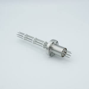 Power Feedthrough, 1000 Volts, 1 Amp, 8 Pins, 0.050" Stainless Steel Conductors, 1.33" Conflat Flange