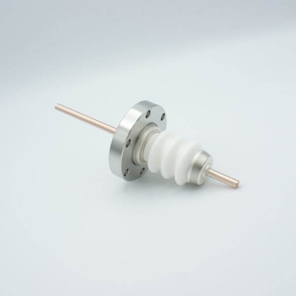 Power Feedthrough, 20,000 Volts, 180 Amps, 1 Pin, 0.25" Copper Conductor, 2.75" Conflat Flange