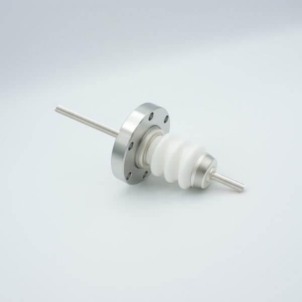 Power Feedthrough, 20,000 Volts, 55 Amps, 1 Pin, 0.25" Nickel Conductor, 2.75" Conflat Flange
